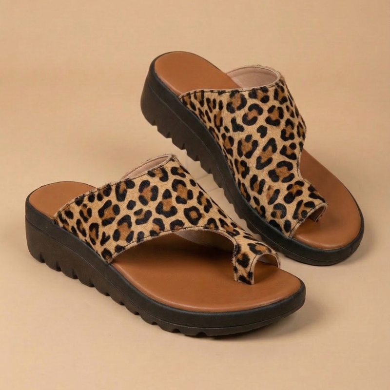 Women’s Open-Toe Slip-On Sandals with Wide Strap and Flat Sole