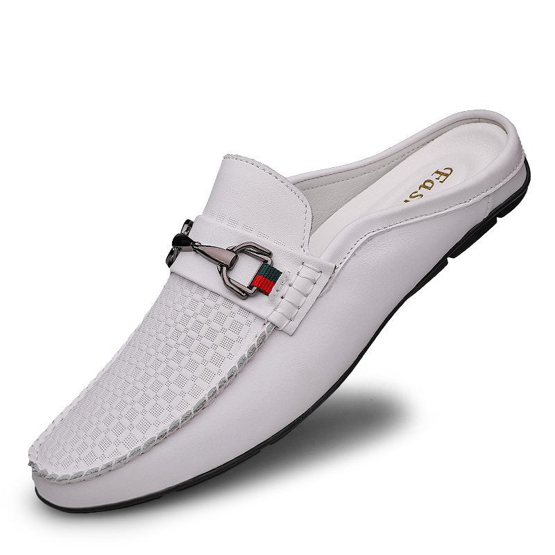 Men's Slip On Loafers Mule – Round Toe Half Shoe with Horsebit Trim