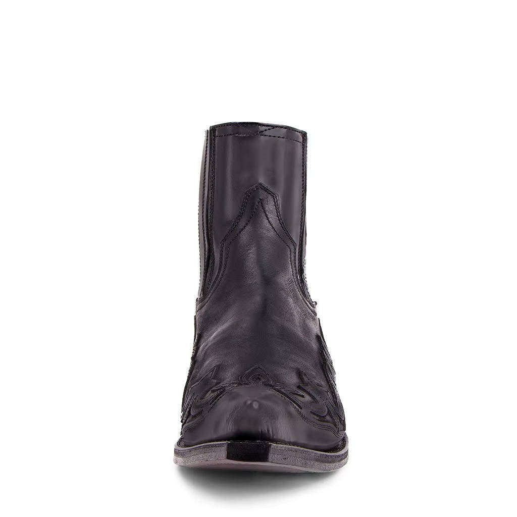 Women’s Western-Style Ankle Boots with Elastic Side Panels and Block Heel