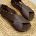Women's Crossover Strap Flat Sandals - Ankle Tie Closure