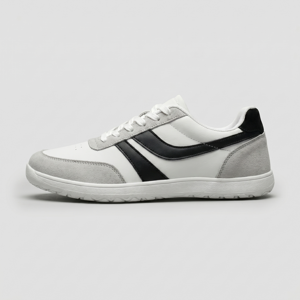 Men's Casual Sneakers – Lace-Up Low Top Mesh Upper with Stripe Detail