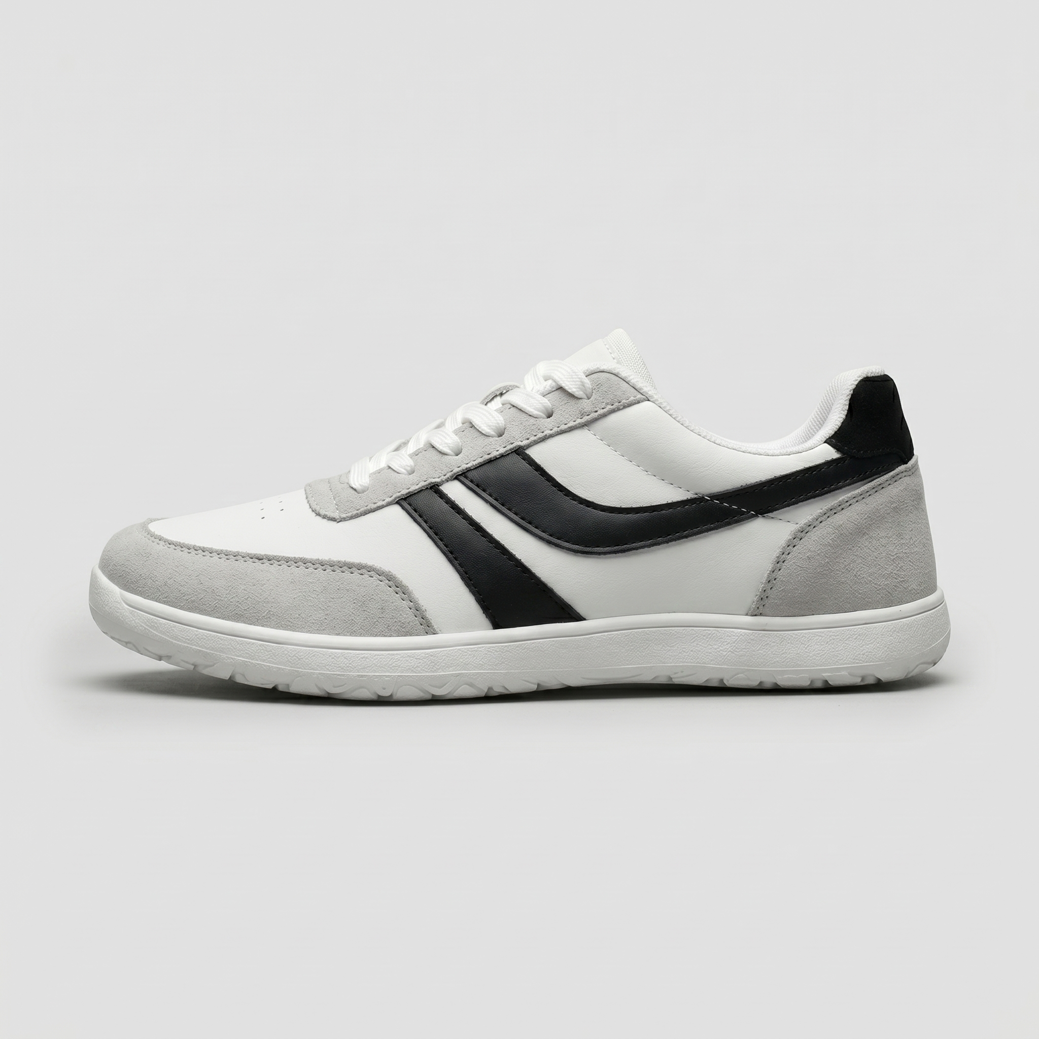 Men's Casual Sneakers – Lace-Up Low Top Mesh Upper with Stripe Detail