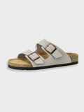 Men’s Two-Strap Buckle Sandals with Open Toe and Flat Sole