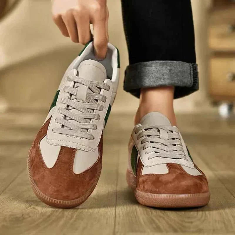Women's Low-Top Lace-Up Multi-Panel Suede Platform Sneakers