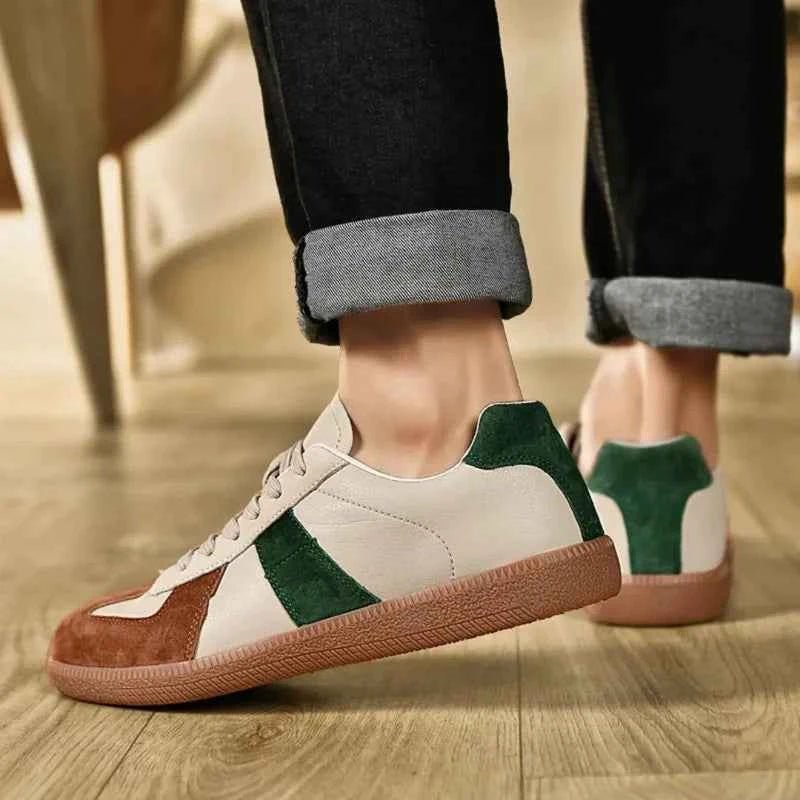 Women's Low-Top Lace-Up Multi-Panel Suede Platform Sneakers