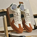 Women's Low-Top Lace-Up Multi-Panel Suede Platform Sneakers