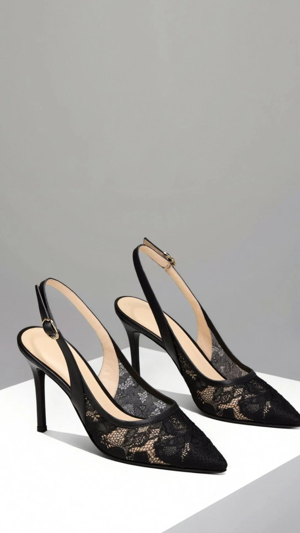Women's Lace Slingback Pointed Toe Stilettos