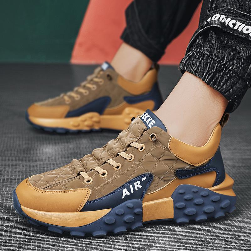 Men’s Lace-Up Platform Sneakers with Rounded Toe and Chunky Sole