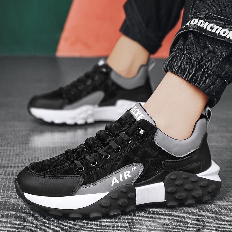 Men’s Lace-Up Platform Sneakers with Rounded Toe and Chunky Sole