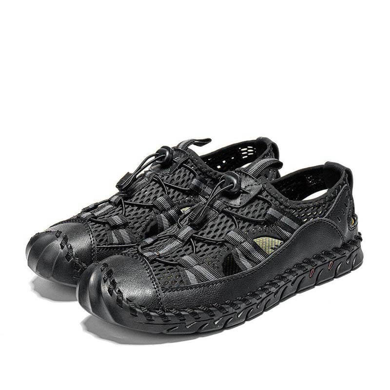 Men’s Closed Toe Mesh Outdoor Sandals with Elastic Lace System