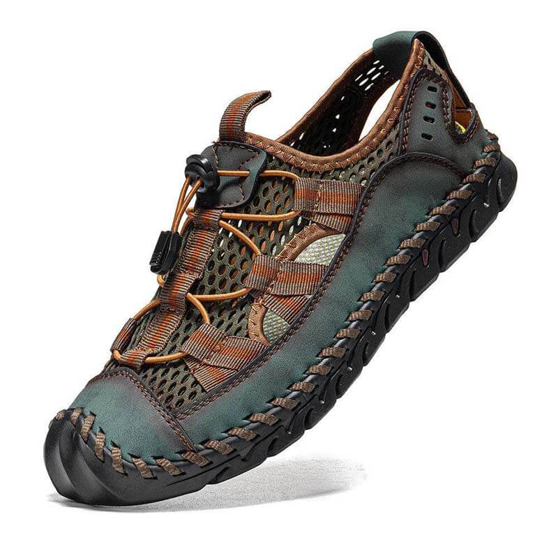 Men’s Closed Toe Mesh Outdoor Sandals with Elastic Lace System
