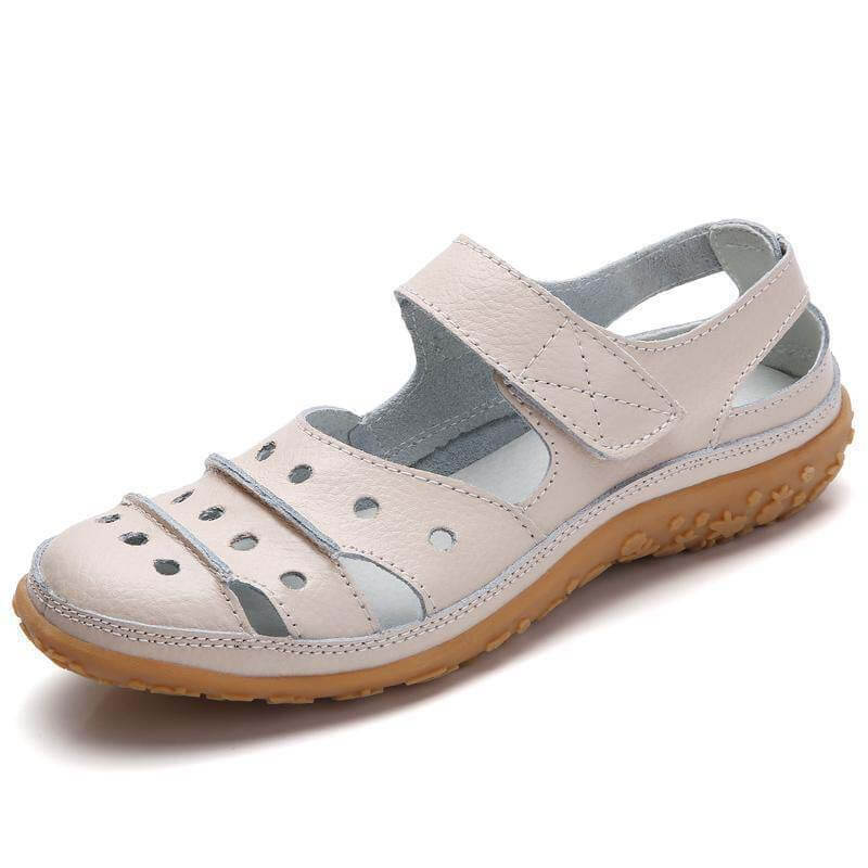 Women’s Perforated Strap Sandals with Hook-and-Loop Closure