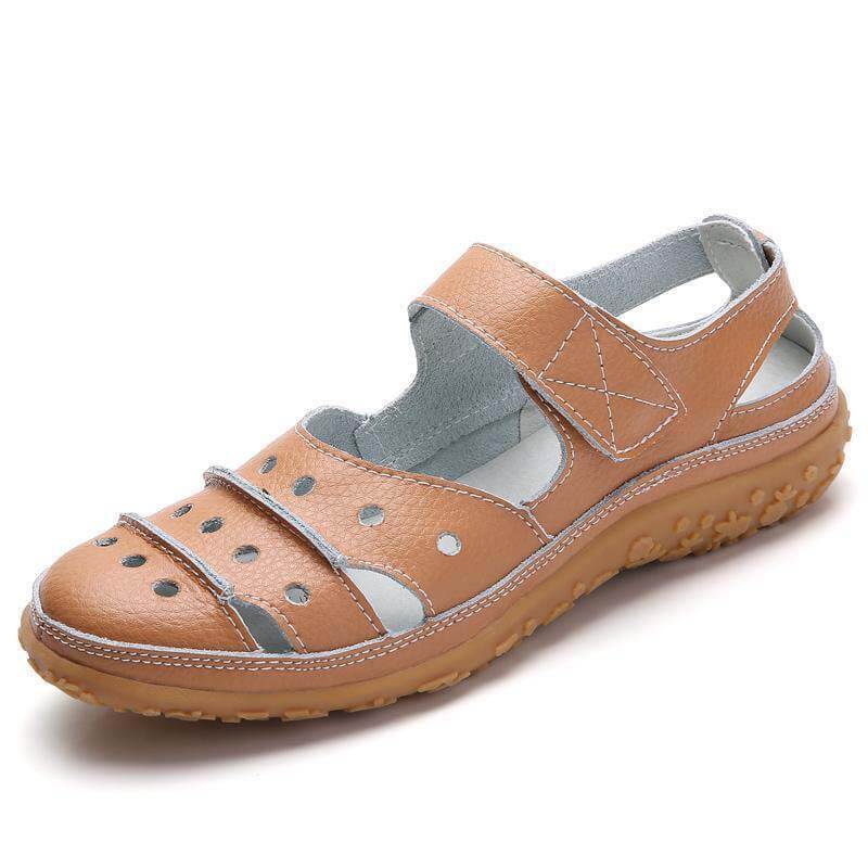 Women’s Perforated Strap Sandals with Hook-and-Loop Closure