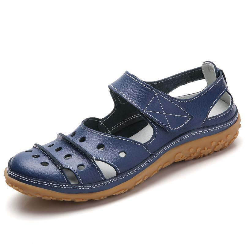 Women’s Perforated Strap Sandals with Hook-and-Loop Closure