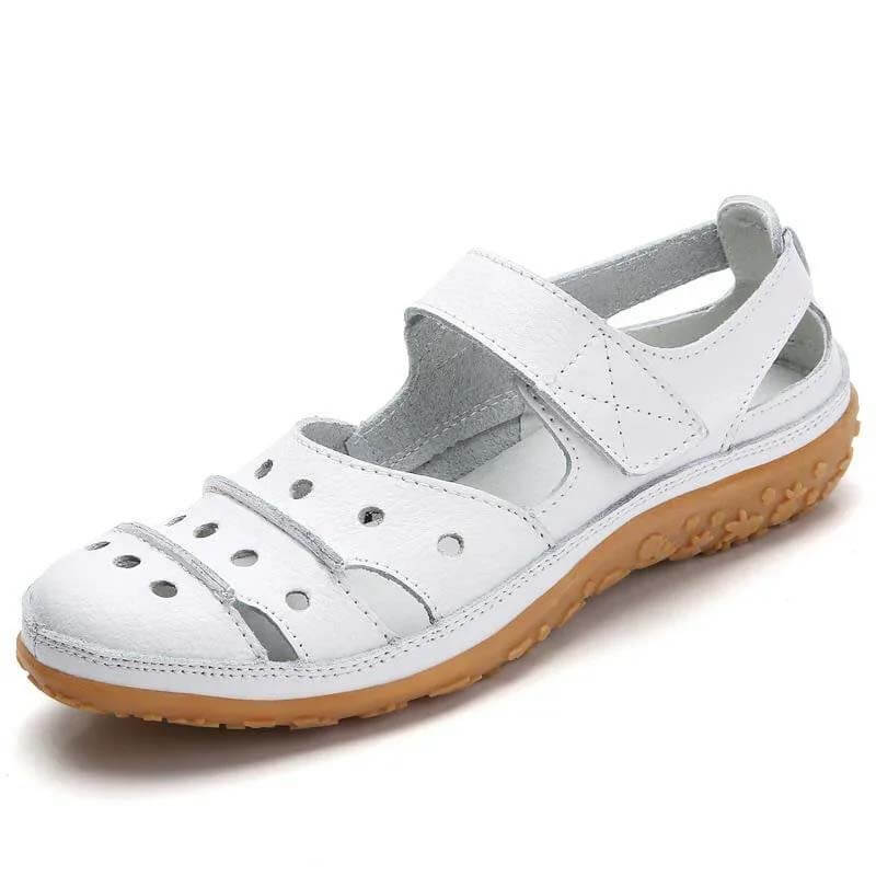 Women’s Perforated Strap Sandals with Hook-and-Loop Closure