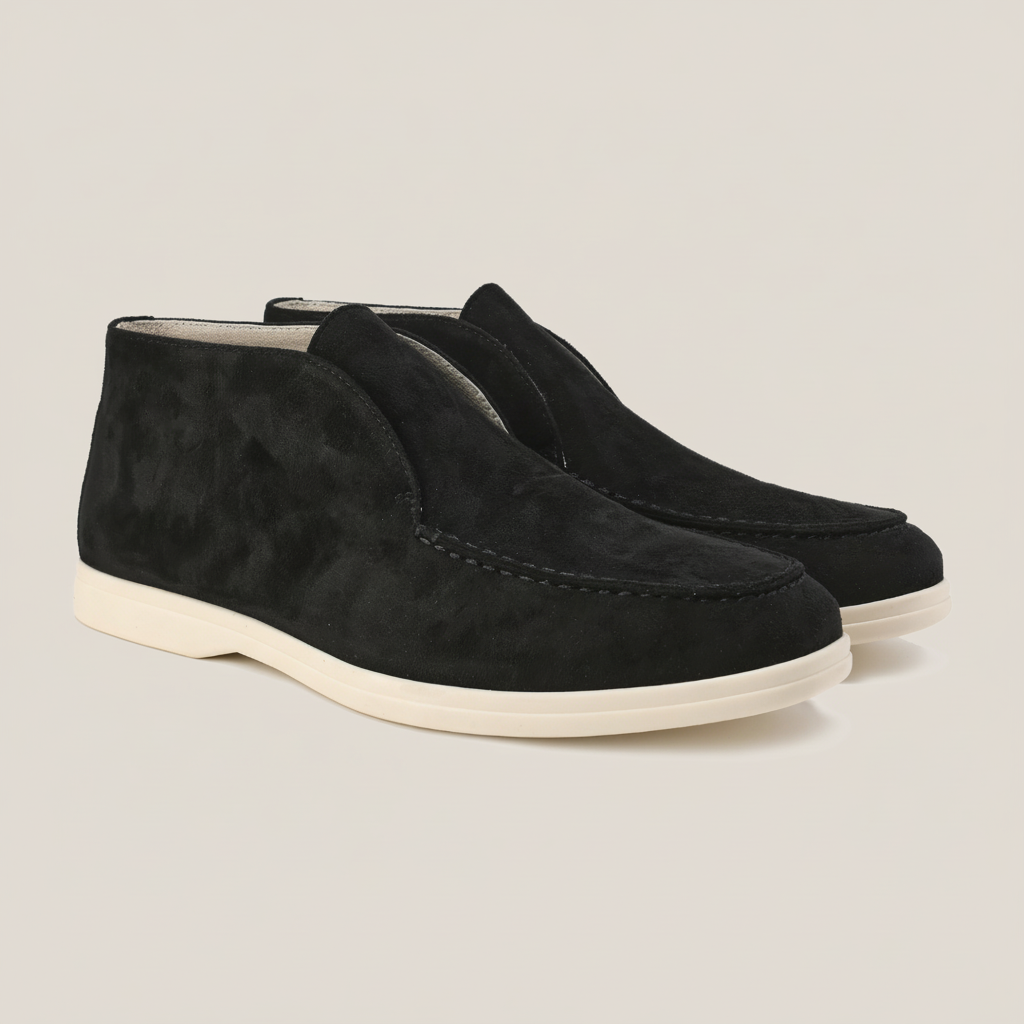 Men’s Minimal Suede Slip-On Loafers with Clean Sole - High Design