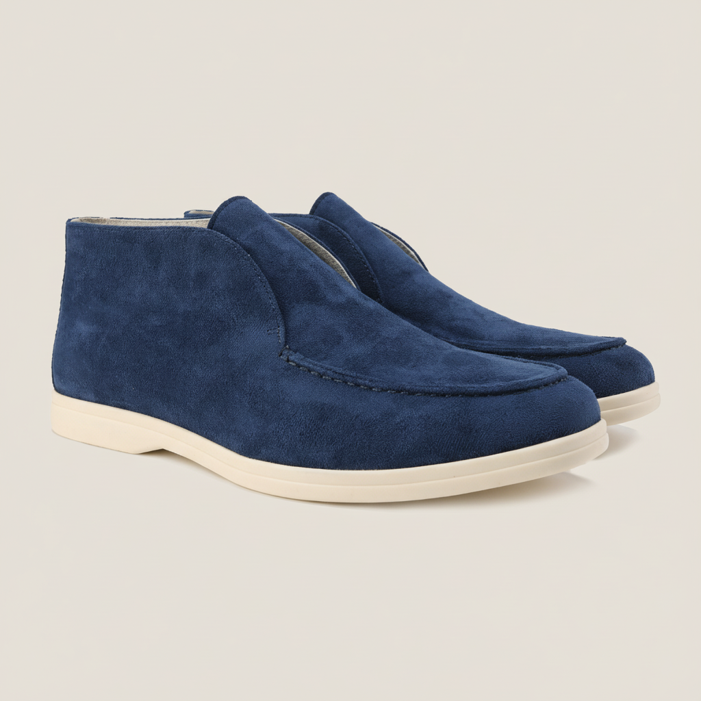 Men’s Minimal Suede Slip-On Loafers with Clean Sole - High Design