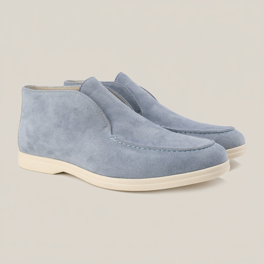 Men’s Minimal Suede Slip-On Loafers with Clean Sole - High Design