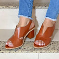 Women’s Open-Toe Slingback Sandals with Block Heel and Wide Upper