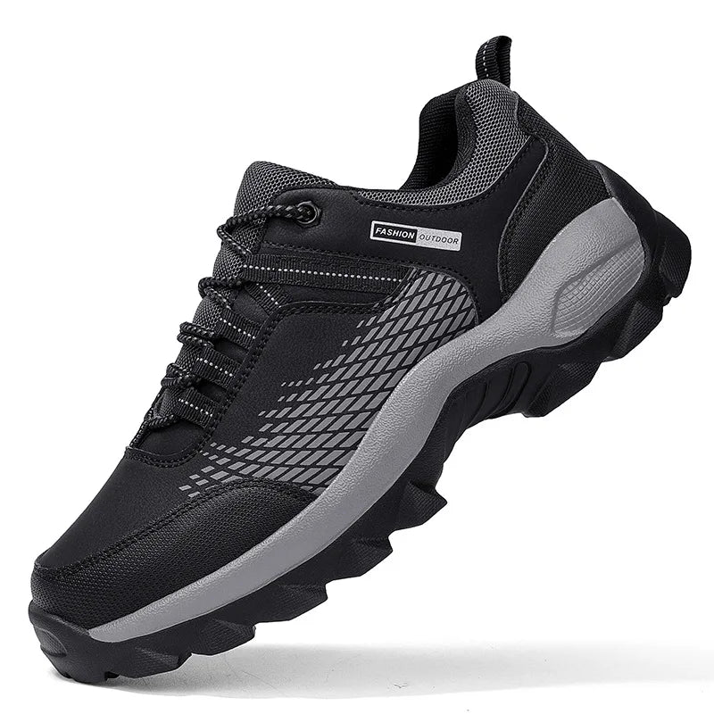 Men's Lace-Up Athletic Shoes - Mesh Panel - Rugged Sole