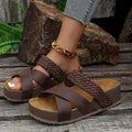 Women’s Open Toe Platform Sandals with Braided Strap and Cross Band Design