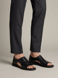 Men's Open Toe Leather Sandals – Cutout Vamp with Ankle Buckle Strappy