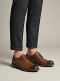 Men's Brogue Oxford Wingtip Lace-Up Platform Sole Derby Shoes
