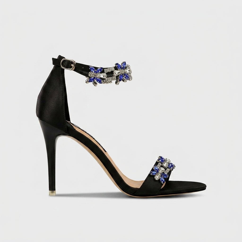 Women's Crystal Embellished Ankle Strap Stiletto Heels