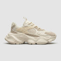 Men's Leather Chunky Sneakers - Lace-Up - Mesh Panels - Thick Sculpted Sole