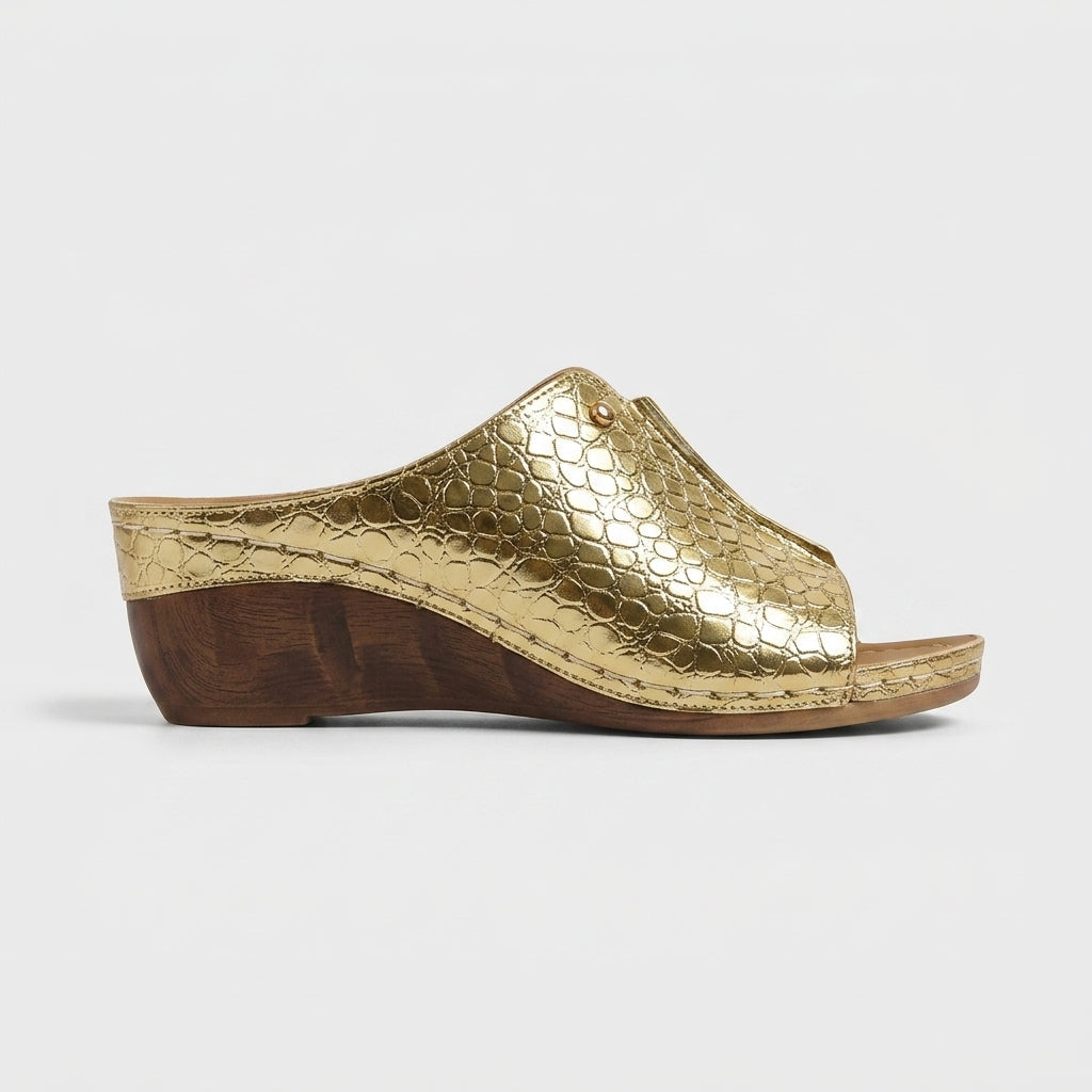 Women's Textured Wedge Sandals - Open-Toe Slip-On Platform