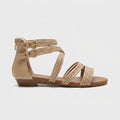 Women's Strappy Multi-Band Ankle Wrap Zipper Flat Sandals