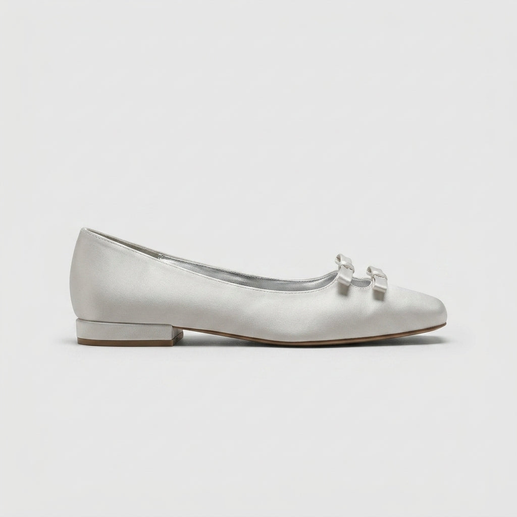 Women's Square Toe Mary Jane Block Heels with Bow Detail