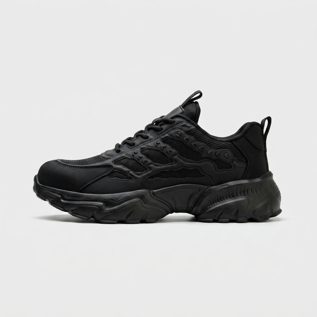 Men's Chunky Sneakers - Lace-Up Low Top Shoes with Thick Rubber Sole