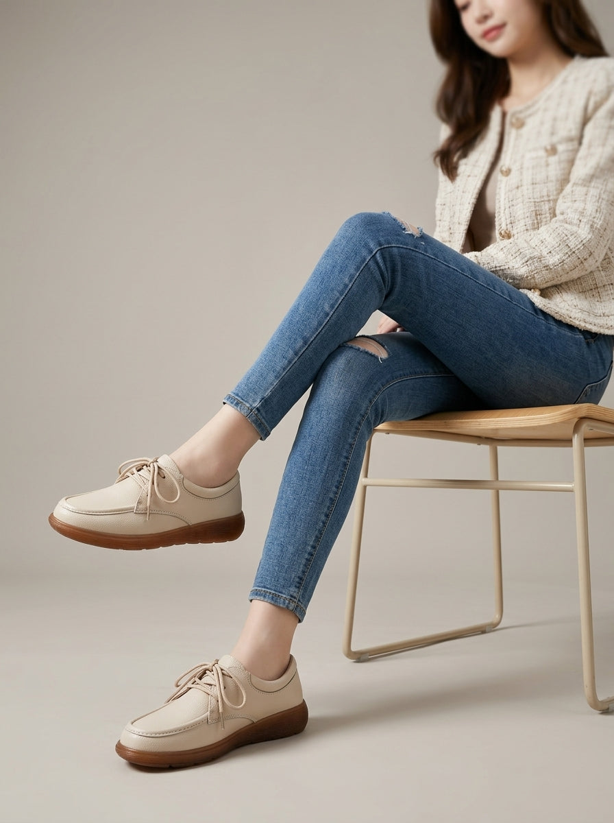 Women's Lace-Up Flat Loafer Sneakers