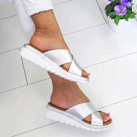 Women's Crisscross Strap Platform Slide Comfortable Sandals