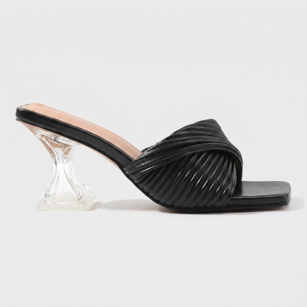 Women's Square Toe Solid Color Crystal Clear High Heels