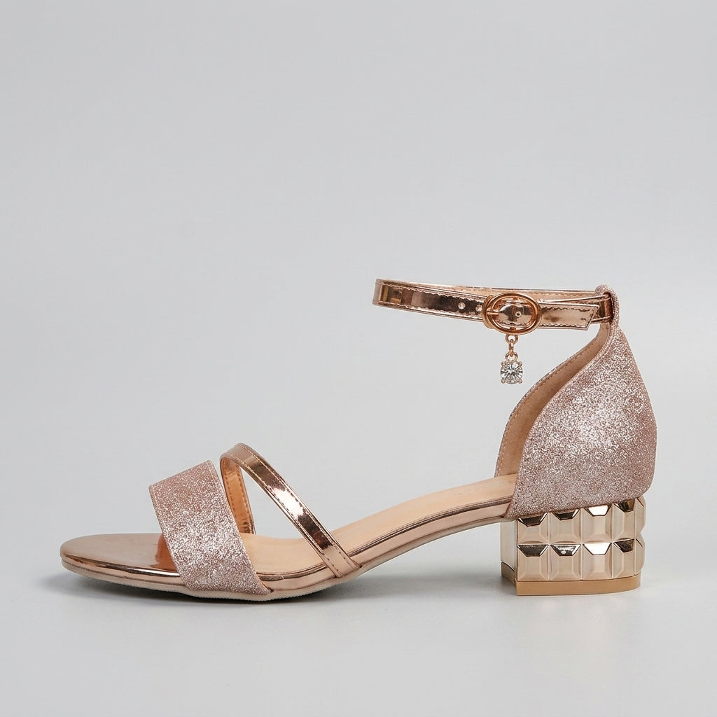 Women’s Open-Toe Ankle Strap Sandals with Block Heel - Front Strap