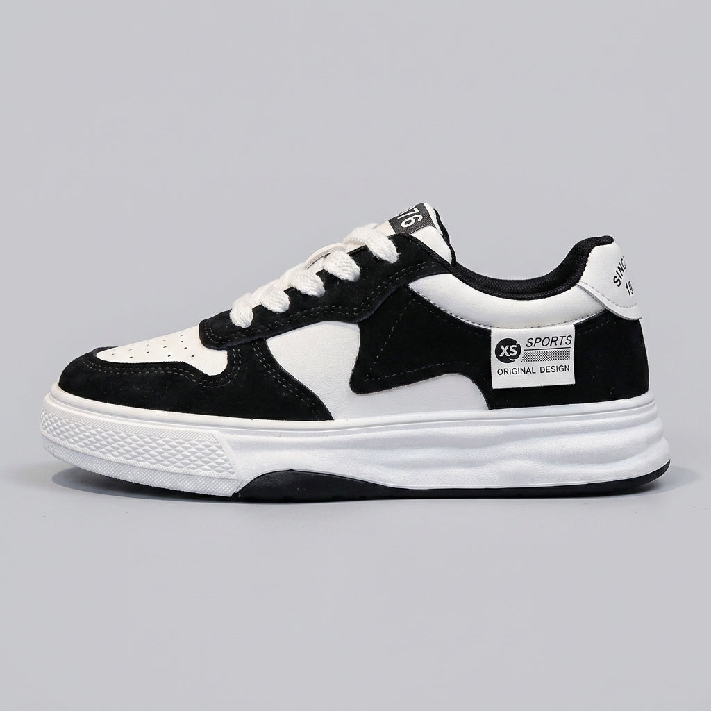 Women's Low-Top Color-Block Platform Sneakers - Lace-Up - Mixed Material