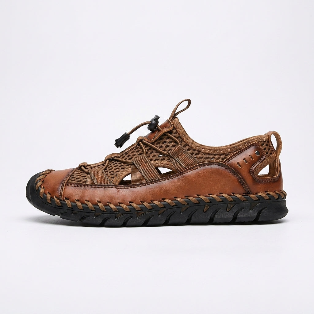 Men’s Closed Toe Mesh Outdoor Sandals - Elastic Lace System