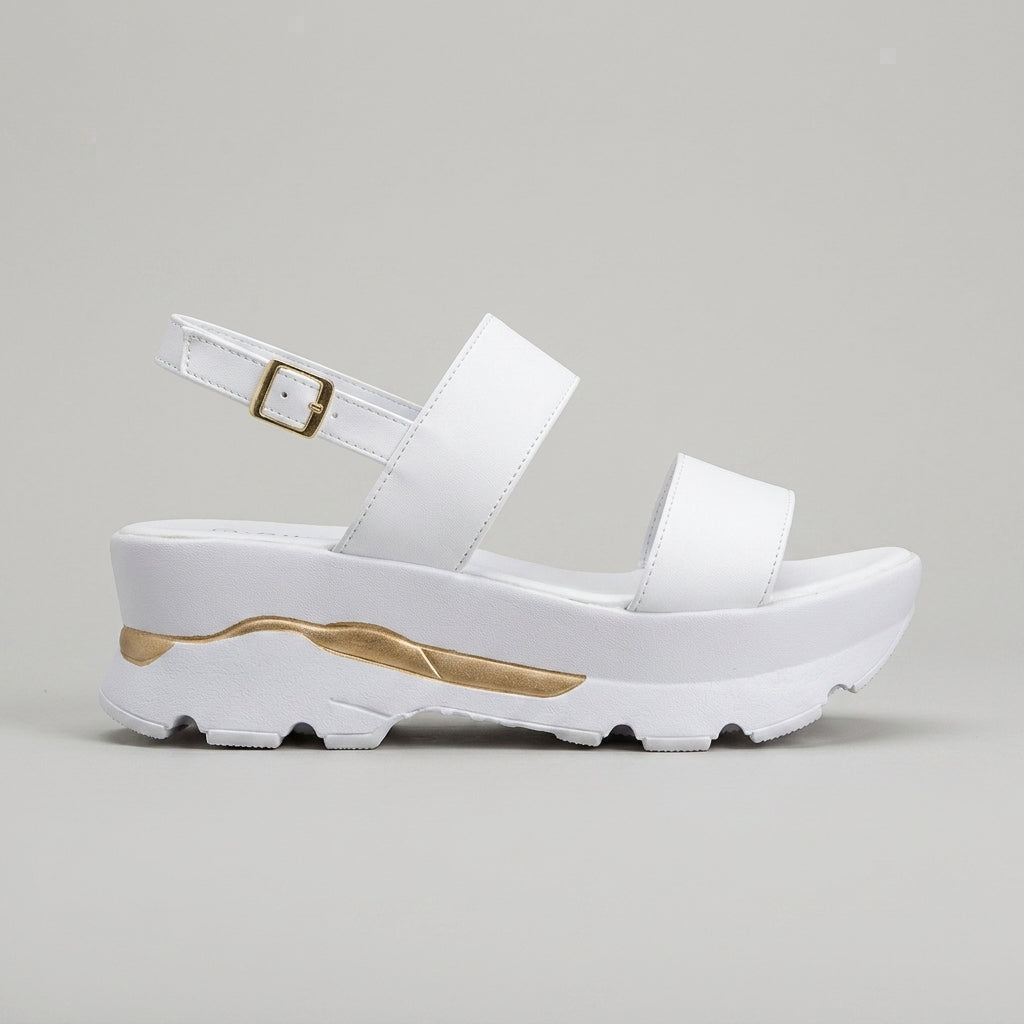 Women's Platform Sandals - Open-Toe Buckle Ankle Strap Athletic