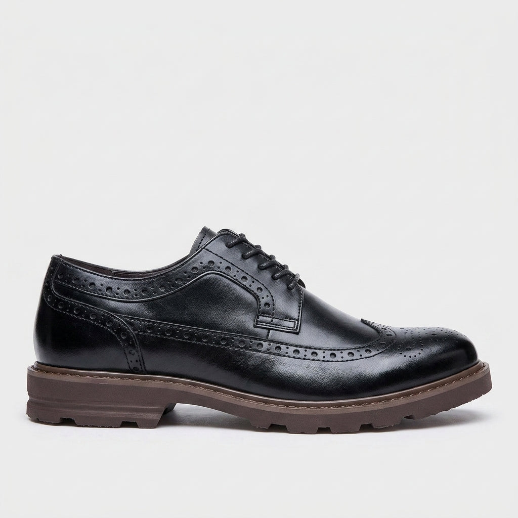 Men's Brogue Oxford Wingtip Lace-Up Platform Sole Derby Shoes
