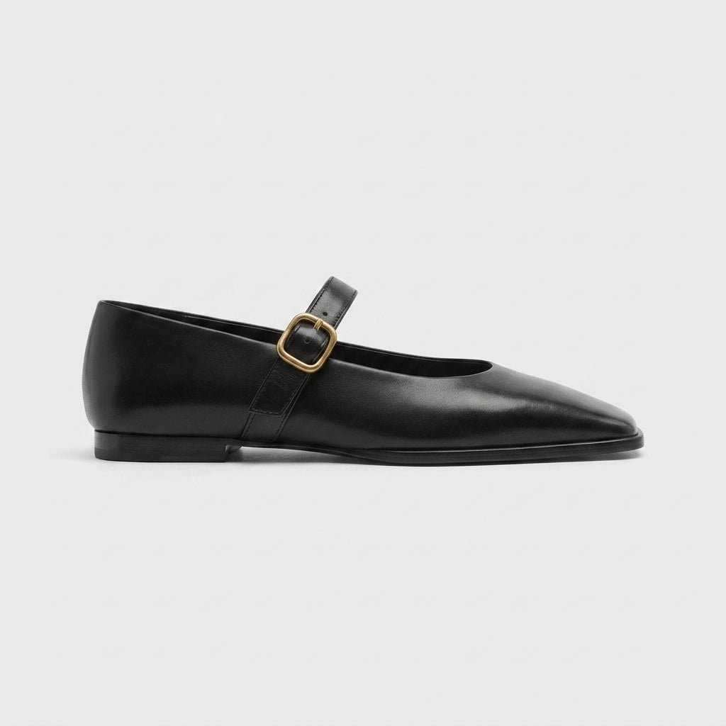 Women's Square Toe Mary Jane Flats - Buckle Strap Ballet Shoes