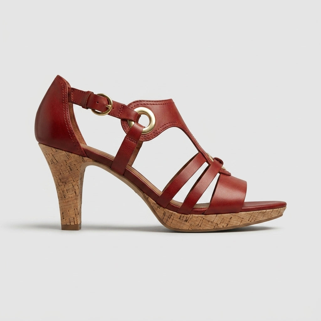 Women’s Open-Toe Heeled Sandals with Cut-Out Straps - Block Heel
