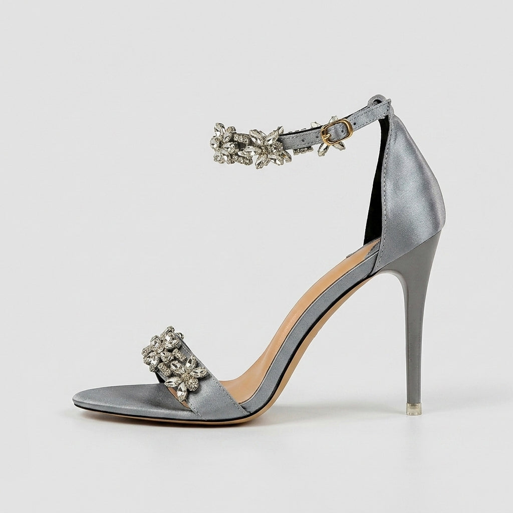 Women's Crystal Embellished Ankle Strap Stiletto Heels