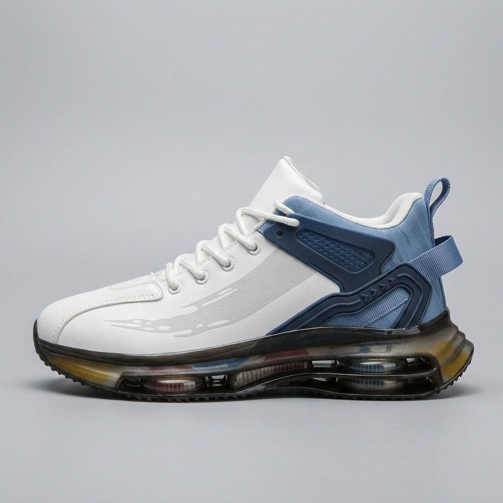 Men's Air Cushion Sneakers - Mixed Material Low-Top Athletic Shoes