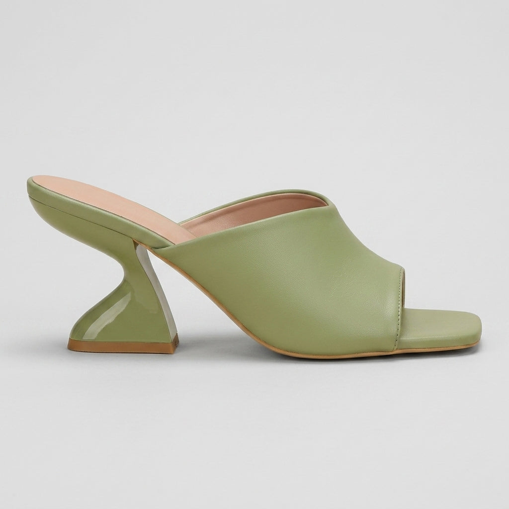 Women’s Square Toe Mule Heels - Sculpted Block Heel