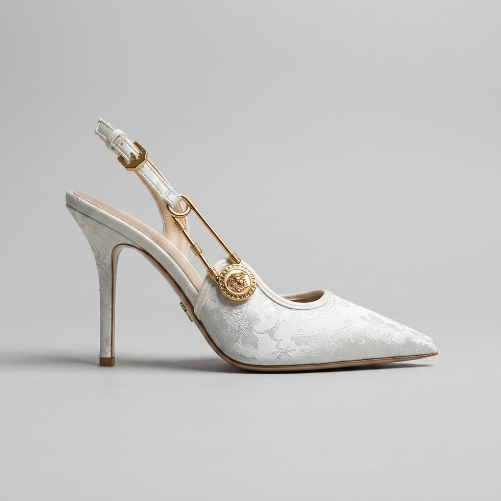Women's Sequin Pointed Toe Stiletto Slingback Heels