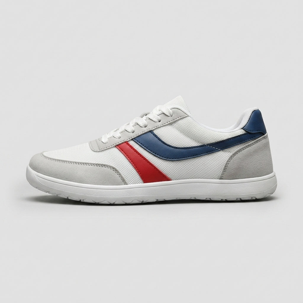 Men's Casual Sneakers – Lace-Up Low Top Mesh Upper with Stripe Detail