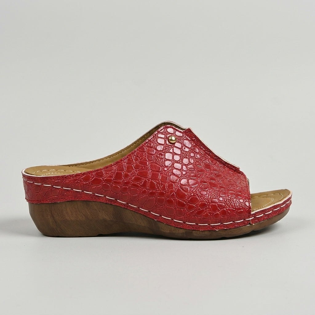Women's Textured Wedge Sandals - Open-Toe Slip-On Platform