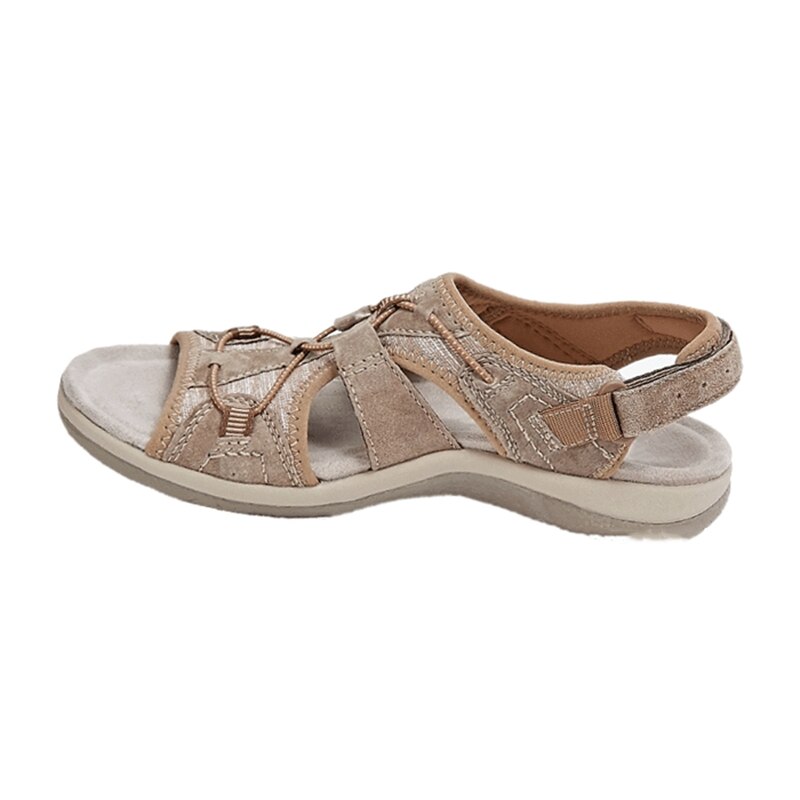 Women’s Adjustable Open Toe Sandals with Back Strap and Flat Sole